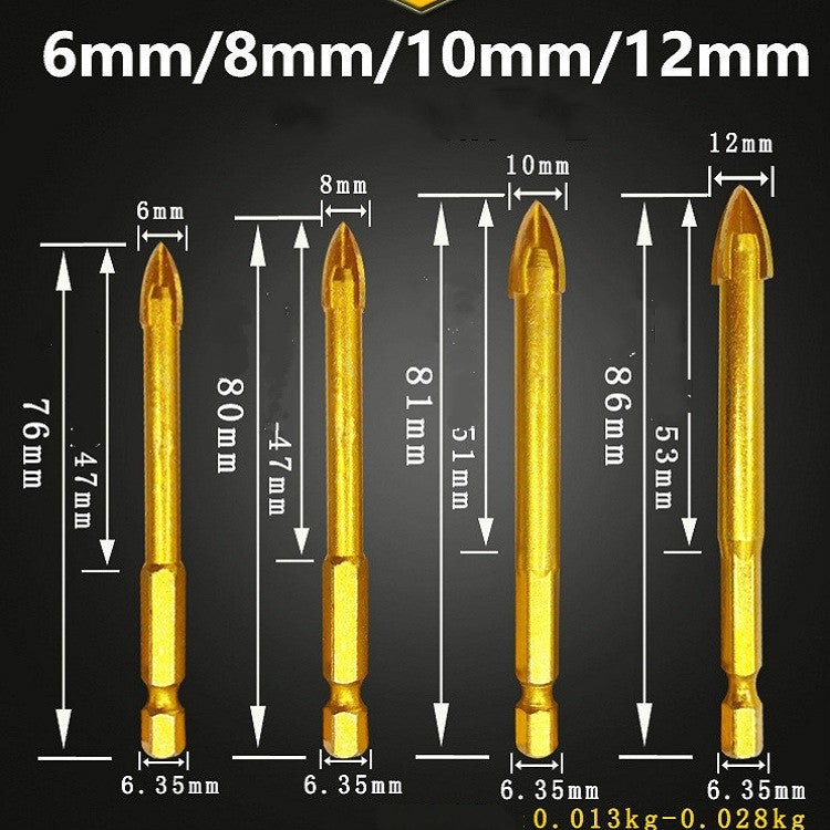 Multi-purpose Alloy Cross Hex Shank Drill Ceramic Glass Hole Opener, Size:12MM - Drill & Drill Bits by buy2fix | Online Shopping UK | buy2fix