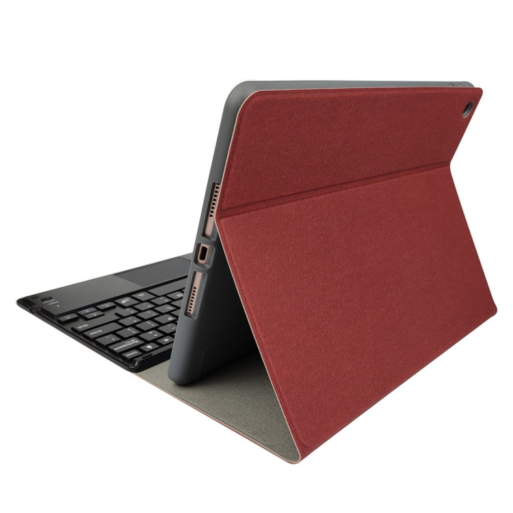 RK102C Detachable Magnetic Plastic Bluetooth Keyboard with Touchpad + Silk Pattern TPU Tablet Case for iPad 10.2, with Pen Slot & Bracket(Red) - Universal by buy2fix | Online Shopping UK | buy2fix