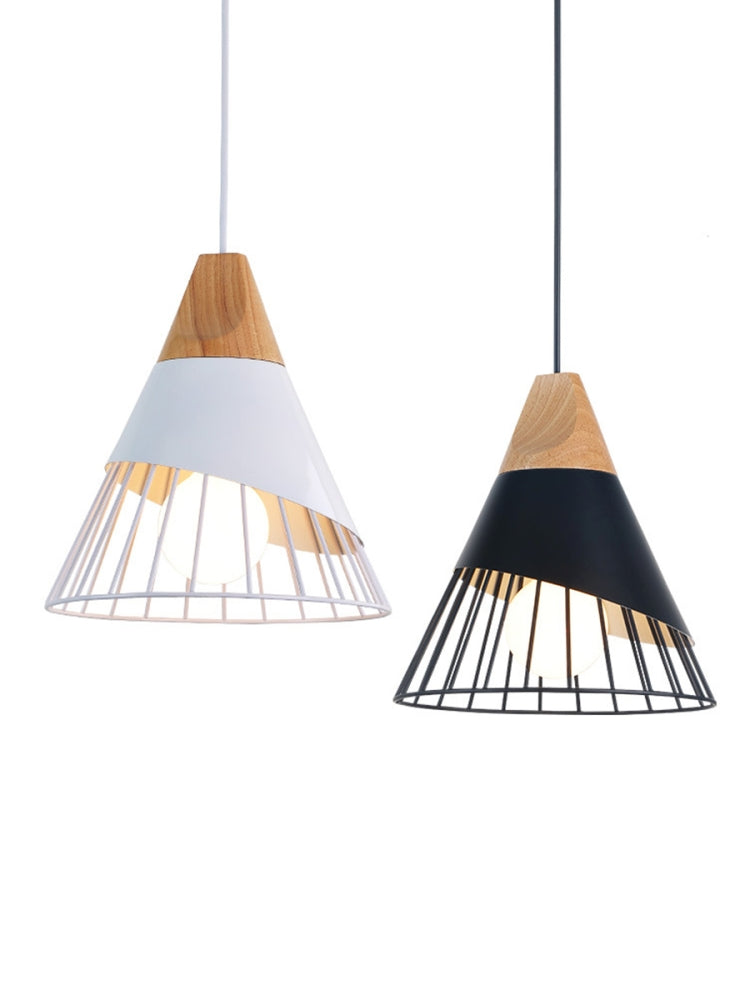 E27 Modern Lighting Iron Solid Wood Pendant Light Hanging Lamp(White) - Celling Lights & Chandeliers by YWXLight | Online Shopping UK | buy2fix