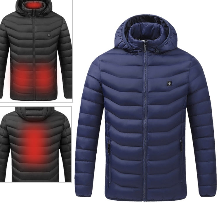 USB Heated Smart Constant Temperature Hooded Warm Coat for Men and Women (Color:Blue Size:L) - Down Jackets by buy2fix | Online Shopping UK | buy2fix