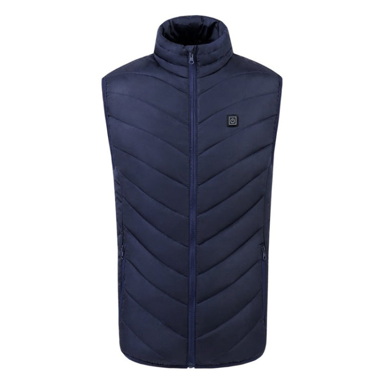 USB Security Smart Constant Temperature Fever Men Stand Collar Cotton Vest (Color:Blue Size:XL) - Down Jackets by buy2fix | Online Shopping UK | buy2fix
