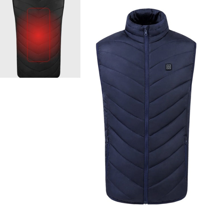 USB Security Smart Constant Temperature Fever Men Stand Collar Cotton Vest (Color:Blue Size:XXL) - Down Jackets by buy2fix | Online Shopping UK | buy2fix
