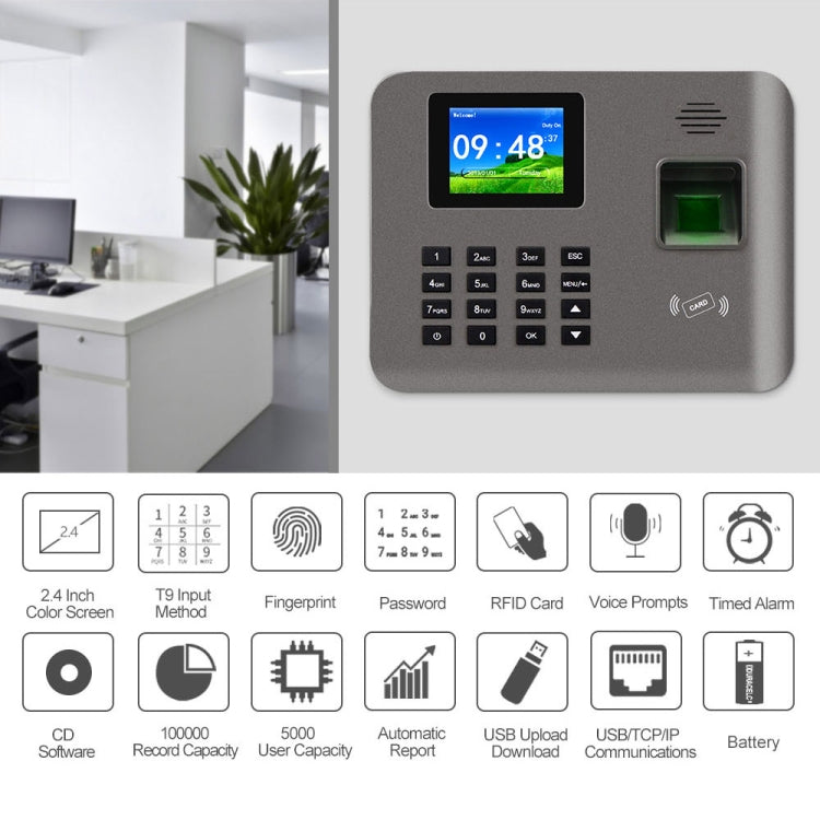 Realand AL325D Fingerprint Time Attendance with 2.4 inch Color Screen & ID Card Function & WiFi & Battery - Attendance System by Realand | Online Shopping UK | buy2fix