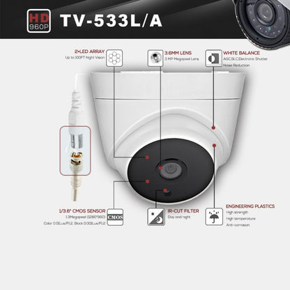 533A CE & RoHS Certificated Waterproof 3.6mm 3MP Lens AHD Camera with 2 IR LED Arrays, Support Night Vision & White Balance - Security by buy2fix | Online Shopping UK | buy2fix