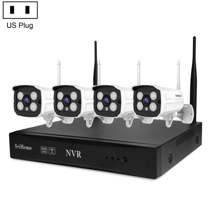 SriHome NVS001+IPC024 1080P 4-Channel NVR Kit Wireless Security Camera System, Support Humanoid Detection / Motion Detection / Two Way Audio / Night Vision, US Plug - Video Recorder Kit by SriHome | Online Shopping UK | buy2fix