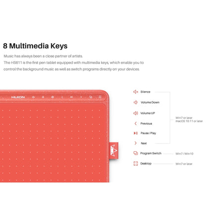 HUION HS611 5080 LPI Touch Strip Art Drawing Tablet for Fun, with Battery-free Pen & Pen Holder (Grey) -  by HUION | Online Shopping UK | buy2fix