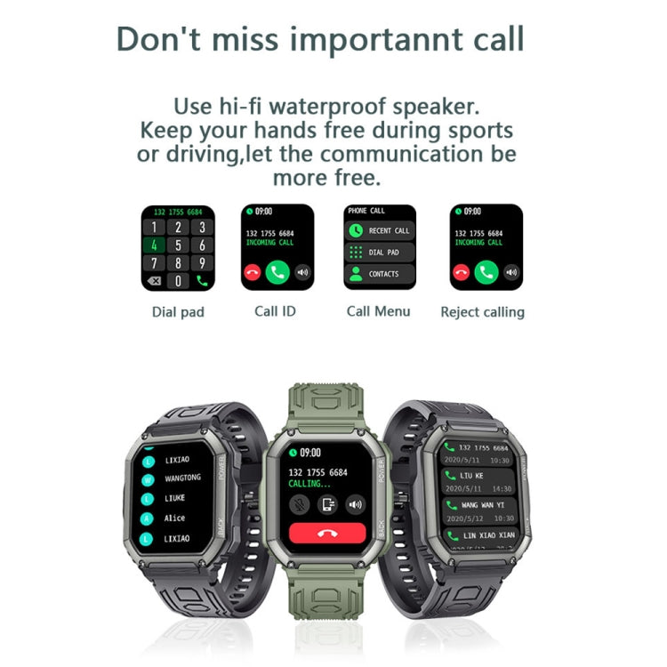 KR06 Waterproof Pedometer Sport Smart Watch, Support Heart Rate / Blood Pressure Monitoring / BT Calling(Green) - Smart Wear by buy2fix | Online Shopping UK | buy2fix