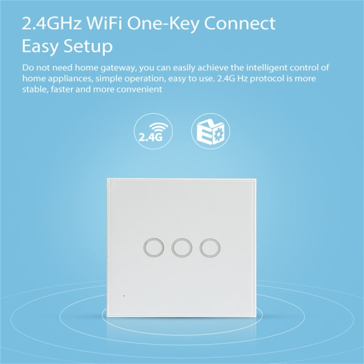 NEO NAS-SC03W Wireless WiFi EU Smart Light Control Switch 3Gang - Smart Switch by NEO | Online Shopping UK | buy2fix