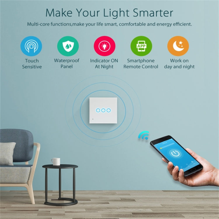 NEO NAS-SC03W Wireless WiFi EU Smart Light Control Switch 3Gang - Smart Switch by NEO | Online Shopping UK | buy2fix