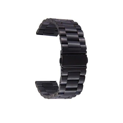 For Samsung Gear S3 Classic Smart Watch Butterfly Buckle 3 Beads Stainless Steel Watchband(Black) - Smart Wear by buy2fix | Online Shopping UK | buy2fix