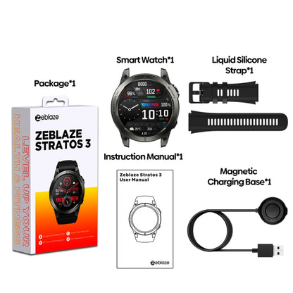 Zeblaze Stratos 3 1.43 inch AMOLED Screen IP68 Waterproof Smart Watch, Support Bluetooth Call / GPS (Black) - Smart Watches by Zeblaze | Online Shopping UK | buy2fix
