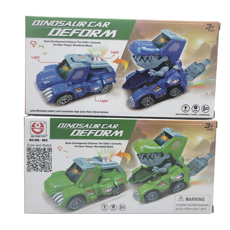 HG-882 Electric Dinosaur Deformation Car Toy Universal Light Music Toy (Blue) - Music Toys by buy2fix | Online Shopping UK | buy2fix