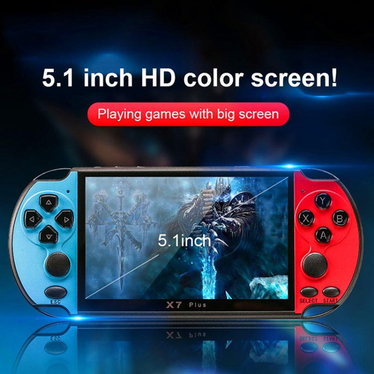 X7 Plus Retro Classic Games Handheld Game Console with 5.1 inch HD Screen & 8G Memory, Support MP4 / ebook(Blue + Red) - Toys & Hobbies by buy2fix | Online Shopping UK | buy2fix