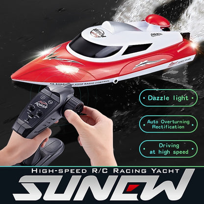 HongXunJie HJ806 2.4Ghz Water Cooling High Speed Racing Boats with Remote Controller, Auto Flip Function, 200m Control Distance(Red) - RC Boats by buy2fix | Online Shopping UK | buy2fix