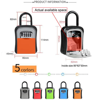 Car Password Lock Storage Box Security Box Hook Installation-free Safety Box(Orange) - Security by buy2fix | Online Shopping UK | buy2fix