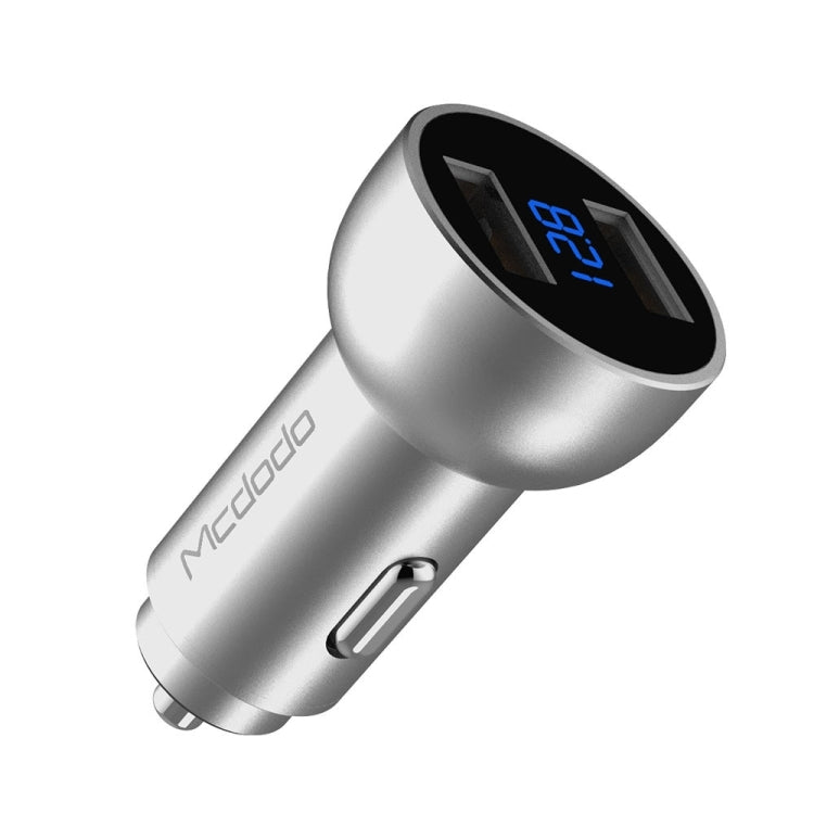 Mcdodo CC-3871 2-Ports USB LED Smart Digital Display Car Charger, For iPhone, iPad, Samsung, HTC, Sony, LG, Huawei, Lenovo, and other Smartphones or Tablet(Silver) - Car Charger by Mcdodo | Online Shopping UK | buy2fix