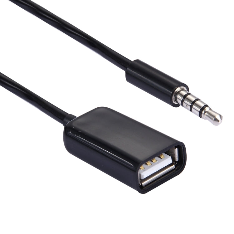 3.5mm Male to USB 2.0 Female Audio Converter Retractable Coiled Cable for Car MP3 Speaker U Disk, Length: 1m(Black) - In Car by buy2fix | Online Shopping UK | buy2fix