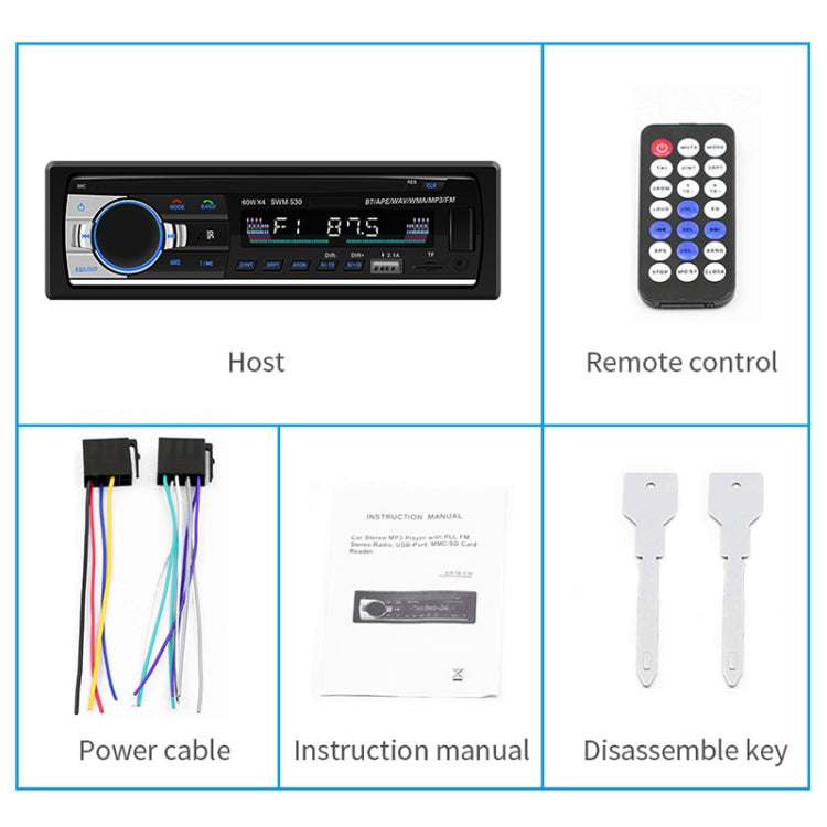 SWM-530 12V Universal Car Dual USB Charger Radio Receiver MP3 Player, Support FM & Bluetooth with Remote Control - Car MP3 & MP4 & MP5 by buy2fix | Online Shopping UK | buy2fix