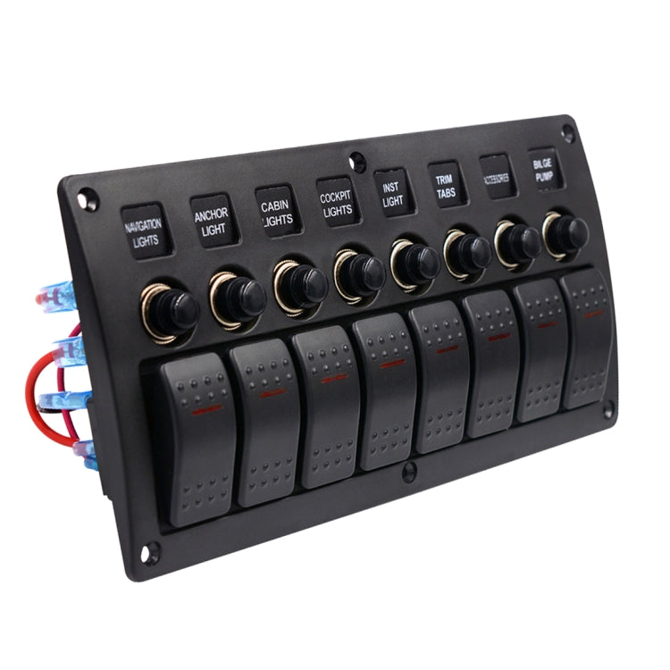 3Pin 8 Way Switches Combination Switch Panel with Light and Projector Lens for Car RV Marine Boat - In Car by buy2fix | Online Shopping UK | buy2fix