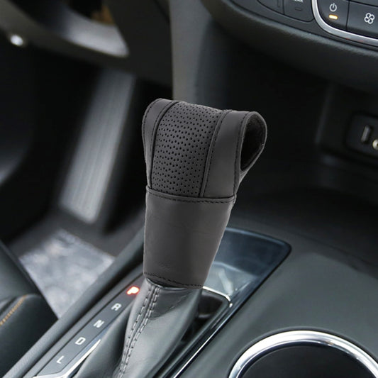 Universal Nonslip Breathable Genuine Leather Car Gear Shift Knob Cover(Black) - In Car by buy2fix | Online Shopping UK | buy2fix