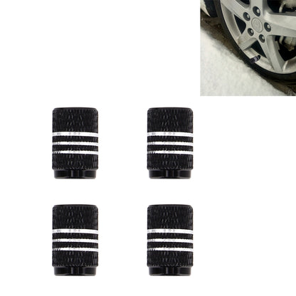 4PCS Metal Plated Circular Shape Universal Tire Valve Stem Cap With White Diamond(Black) - In Car by buy2fix | Online Shopping UK | buy2fix