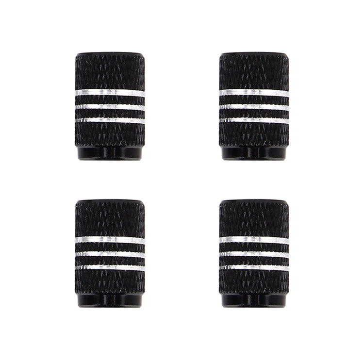 4PCS Metal Plated Circular Shape Universal Tire Valve Stem Cap With White Diamond(Black) - In Car by buy2fix | Online Shopping UK | buy2fix