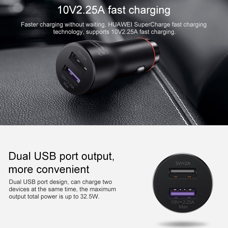 Original Huawei CP36 Dual USB Super Fast Charging Car Charger (Max 22.5W SE) (Dark Gray) - In Car by Huawei | Online Shopping UK | buy2fix