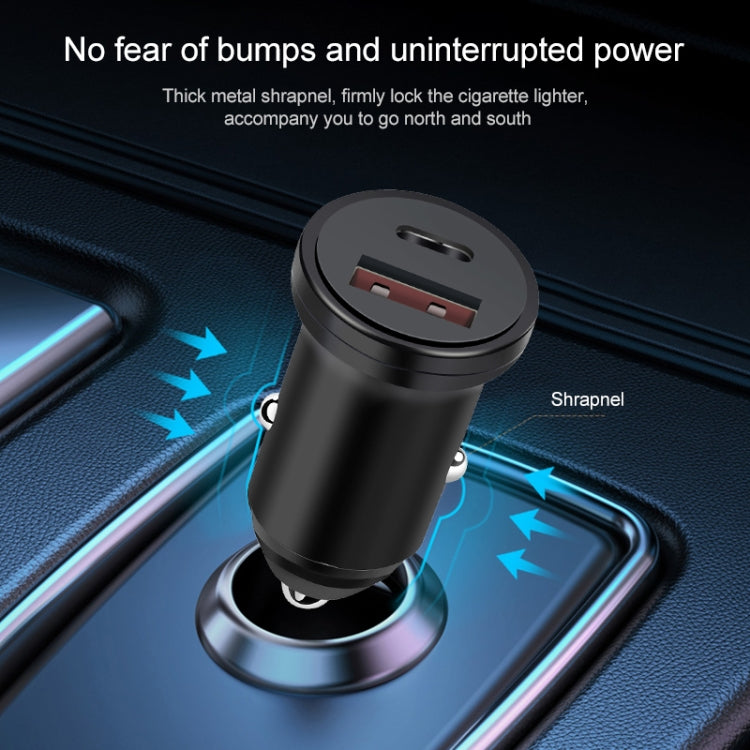 PD 20W USB-C / Type-C + QC 3.0 USB Interface Fast Charging Car Charger (Black) - Car Charger by buy2fix | Online Shopping UK | buy2fix