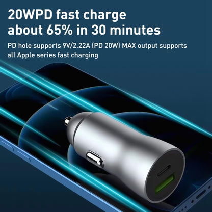 20W PD+22.5W USB Ports Car Charger, Compatible with Android and IOS (Grey) - In Car by buy2fix | Online Shopping UK | buy2fix