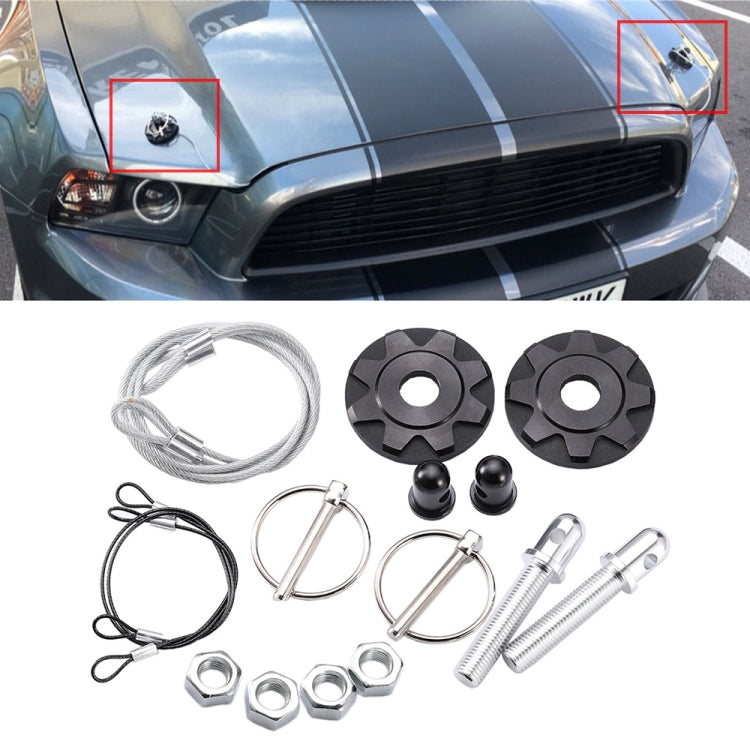 XH-6041 Car Universal Modified Aluminum Alloy Engine Hood Lock Cover(Black) - In Car by buy2fix | Online Shopping UK | buy2fix