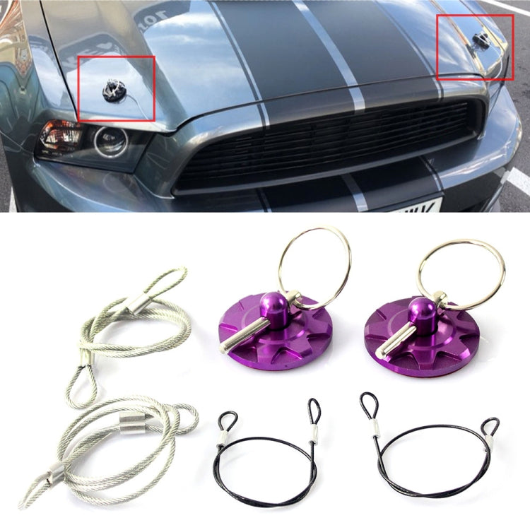 XH-6049 Car Universal Modified Racing Punch-free Aluminum Engine Hood Lock Cover(Purple) - In Car by buy2fix | Online Shopping UK | buy2fix
