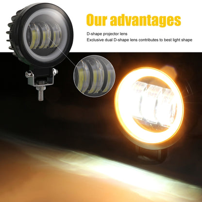 2 PCS Car 4 inch Round Spotlight Work Light with Angel Eyes (Yellow Light) - In Car by buy2fix | Online Shopping UK | buy2fix