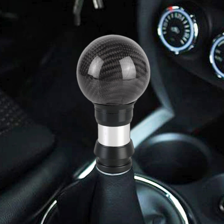 Universal Car Pressable Telescopic Carbon Fiber Gear Head Gear Shift Knob, Length: 9.5cm (Black) -  by buy2fix | Online Shopping UK | buy2fix