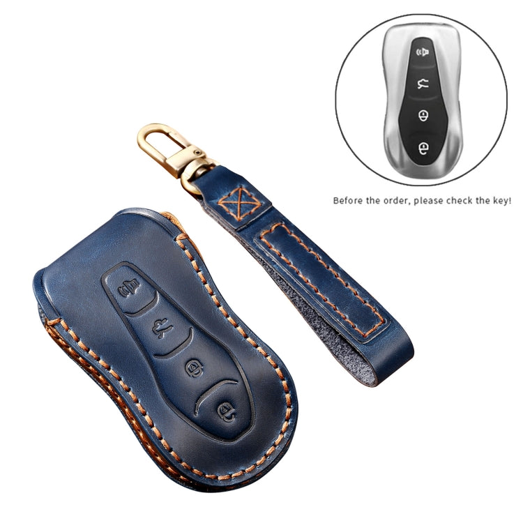 Hallmo Car Cowhide Leather Key Protective Cover Key Case for Geely Emgrand A Style(Black) - Car Key Cases by Hallmo | Online Shopping UK | buy2fix