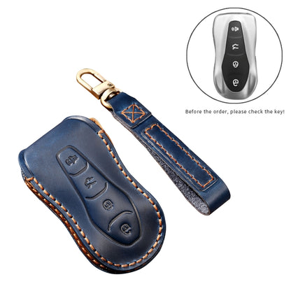 Hallmo Car Cowhide Leather Key Protective Cover Key Case for Geely Emgrand A Style(Black) - Car Key Cases by Hallmo | Online Shopping UK | buy2fix