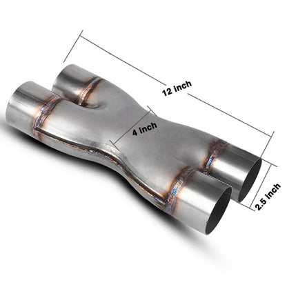 Dual 2.5 inch Car Universal 304 Stainless Steel X-type Exhaust Pipe - In Car by buy2fix | Online Shopping UK | buy2fix