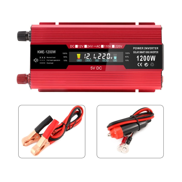 Carmaer US Plug 12V to 110V 1200W Car LCD Display Inverter Household Power Converter - In Car by buy2fix | Online Shopping UK | buy2fix