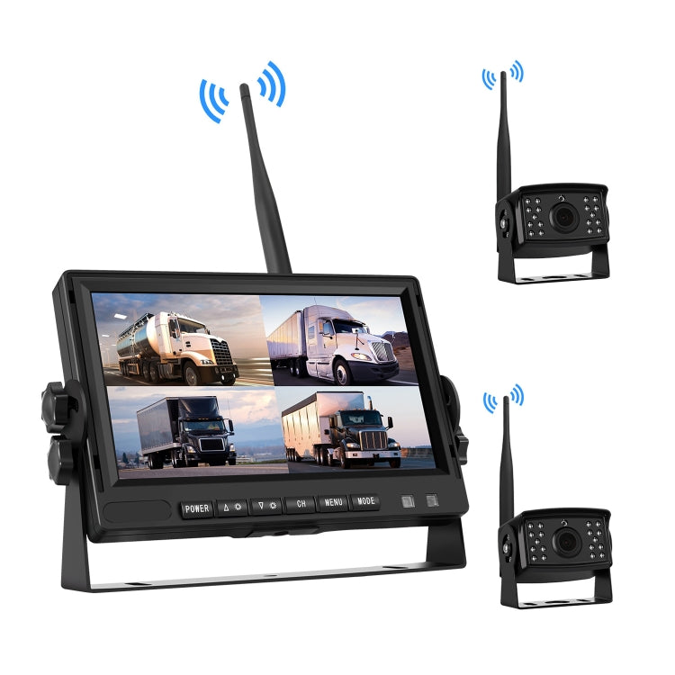 PZ710-W 7 inch Car Digital Wireless Rear-view Split-screen Monitor Dual Record - In Car by buy2fix | Online Shopping UK | buy2fix