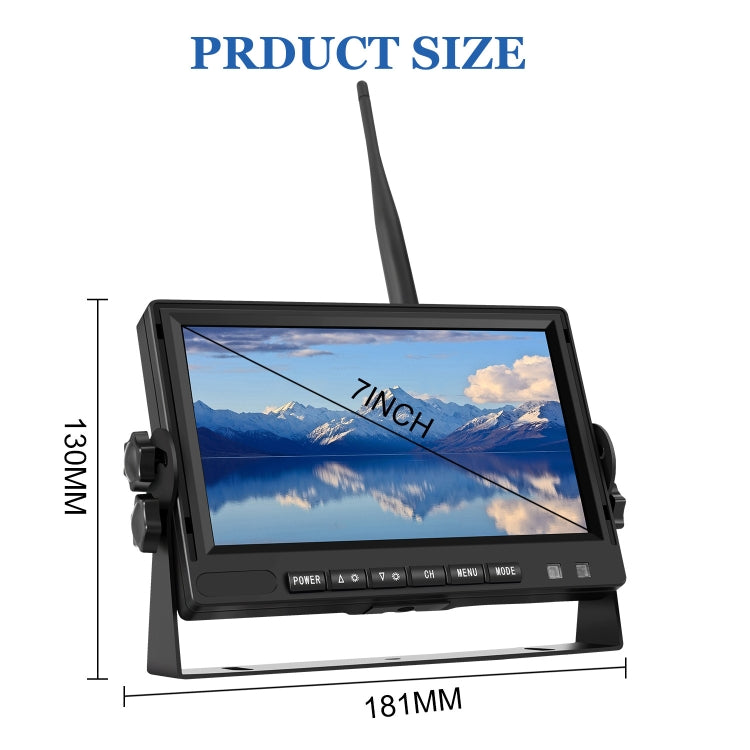 PZ710-W 7 inch Car Digital Wireless Rear-view Split-screen Monitor Four Record - In Car by buy2fix | Online Shopping UK | buy2fix