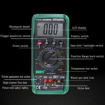 DUOYI DY2201C Car High-precision Digital Multi-function Maintenance Automatic Universal Meter - Electronic Test by DUOYI | Online Shopping UK | buy2fix