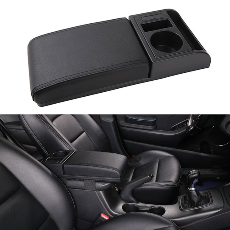 Car Multi-functional Dual USB Armrest Box Booster Pad, Microfiber Leather Straight Type (Black) - In Car by buy2fix | Online Shopping UK | buy2fix