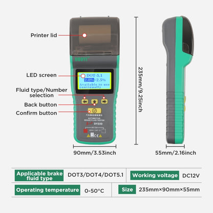 DUOYI DY23D Car Brake Fluid Detection Pen with Print Function - In Car by buy2fix | Online Shopping UK | buy2fix