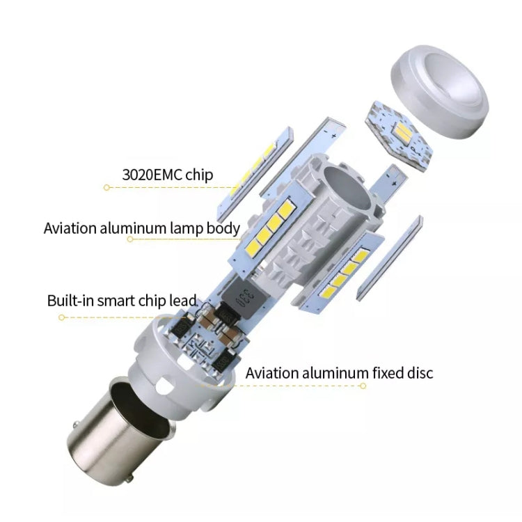 2pcs 7440 IC12-28V / 16.68W / 1.39A Car 3020EMC-26 Constant Current Wide Voltage Turn Signal Light (White Light) - In Car by buy2fix | Online Shopping UK | buy2fix