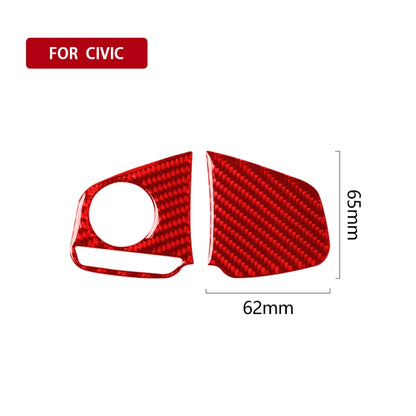 Car Carbon Fiber Steering Wheel Button Low Configuration Decorative Sticker for Honda Tenth Generation Civic 2016-2019, Left and Right Drive Universal (Red) - In Car by buy2fix | Online Shopping UK | buy2fix