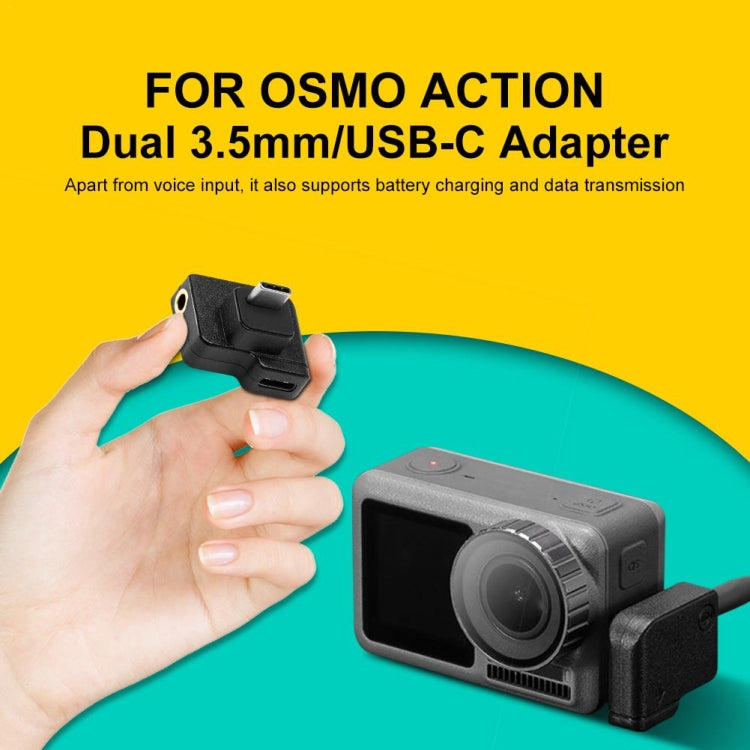 3.5mm + USB-C / Type-C to USB-C / Type-C Mic Mount Microphone Charging Audio Connector Adapter for DJI OSMO Action -  by buy2fix | Online Shopping UK | buy2fix