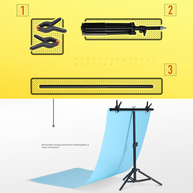 100x200cm T-Shape Photo Studio Background Support Stand Backdrop Crossbar Bracket Kit with Clips, No Backdrop - Camera Accessories by buy2fix | Online Shopping UK | buy2fix