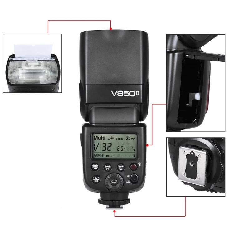 Godox V850II 2.4GHz Wireless 1/8000s HSS Flash Speedlite for Canon / Nikon DSLR Cameras(Black) - Camera Accessories by Godox | Online Shopping UK | buy2fix