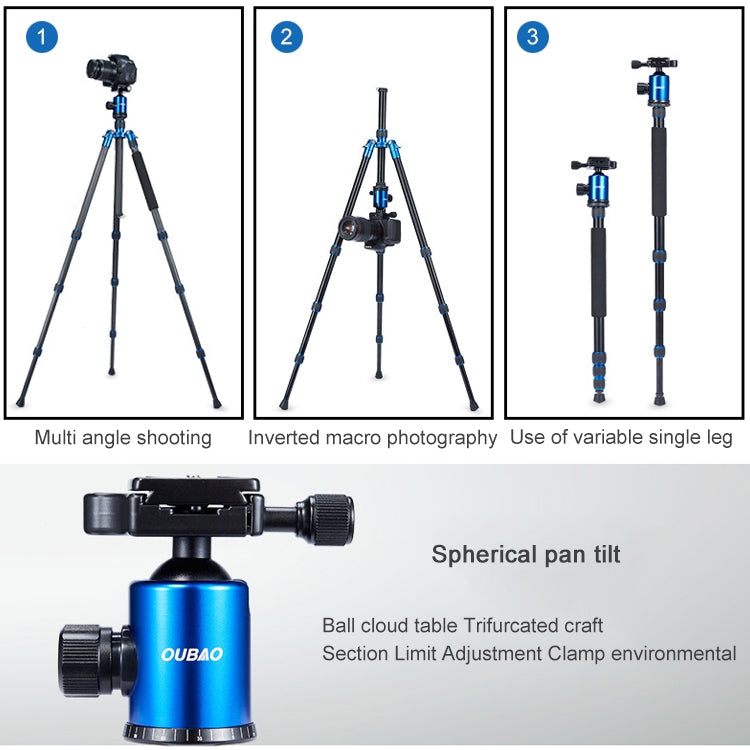 TRIOPO Oubao A-688 Adjustable Portable  Aluminum Alloy Tripod with Ball Head for SLR Camera - Tripods by TRIOPO | Online Shopping UK | buy2fix