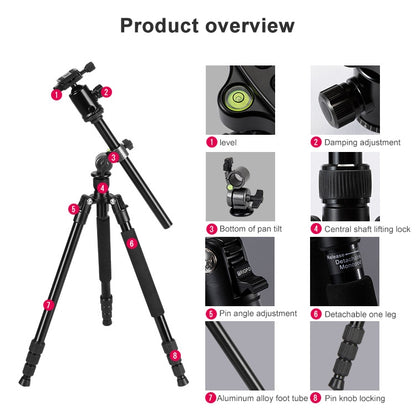 TRIOPO Oubao TA330 Horizontal Arm Tripod Mount Quick Release Center Column Boom Bracket with Tripod Ball-Head - Tripods by TRIOPO | Online Shopping UK | buy2fix