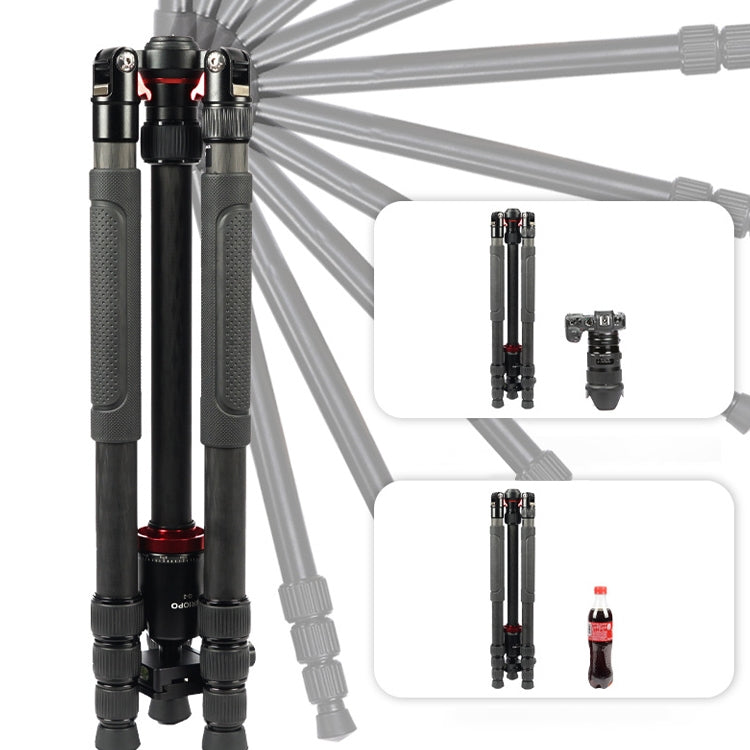 TRIOPO 888 Adjustable Portable Carbon Fiber Tripod with Q-2 Ball Head for SLR Camera, Pipe diameter: 28cm - Camera Accessories by TRIOPO | Online Shopping UK | buy2fix